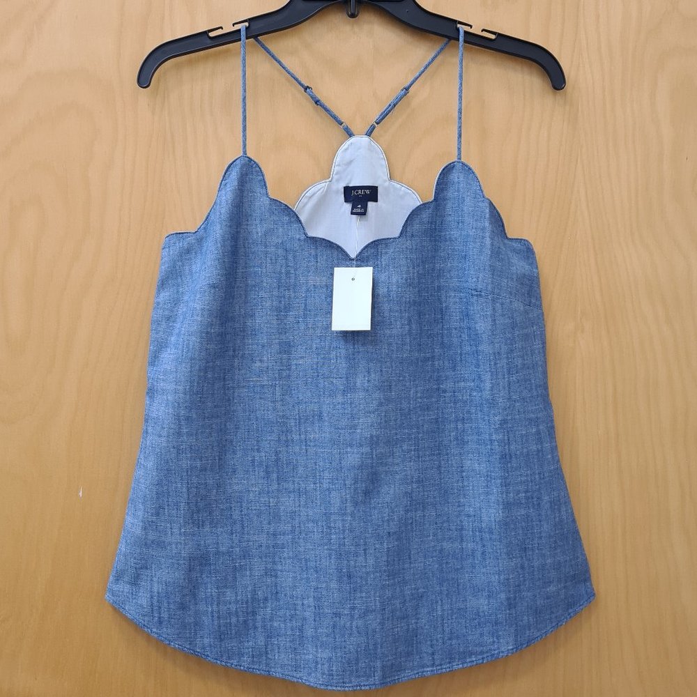 J. Crew NWT Chambray Scalloped Cami Top size 6 - Picture 8 of 9